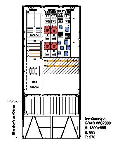 Colonne de distribution fixe GSAB Elektrotechnik 09.88.1P11Sy216CE16S