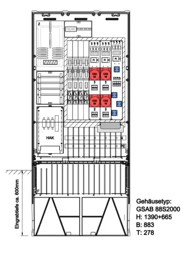GSAB Elektrotechnik Colonne de terrain 22.88.1P11Sy4LSL00