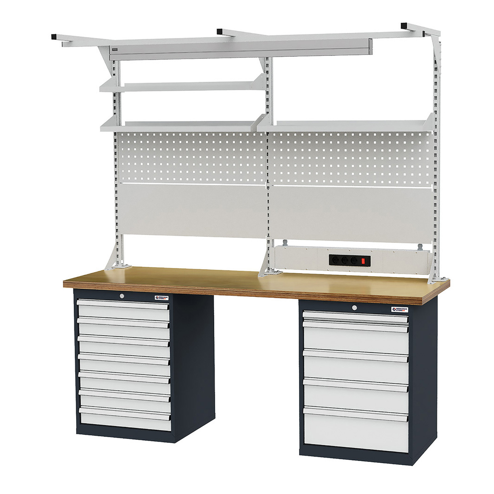 Banc d'atelier en série WS24 avec structure de banc L x P x H 2 000 x 2 110 mm - WS24-100214