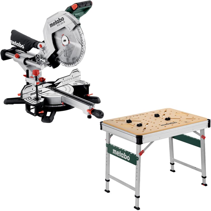 Scie à onglet et à coupe Metabo KGS 305 M avec fonction de traction incl. table multifonction MWB100