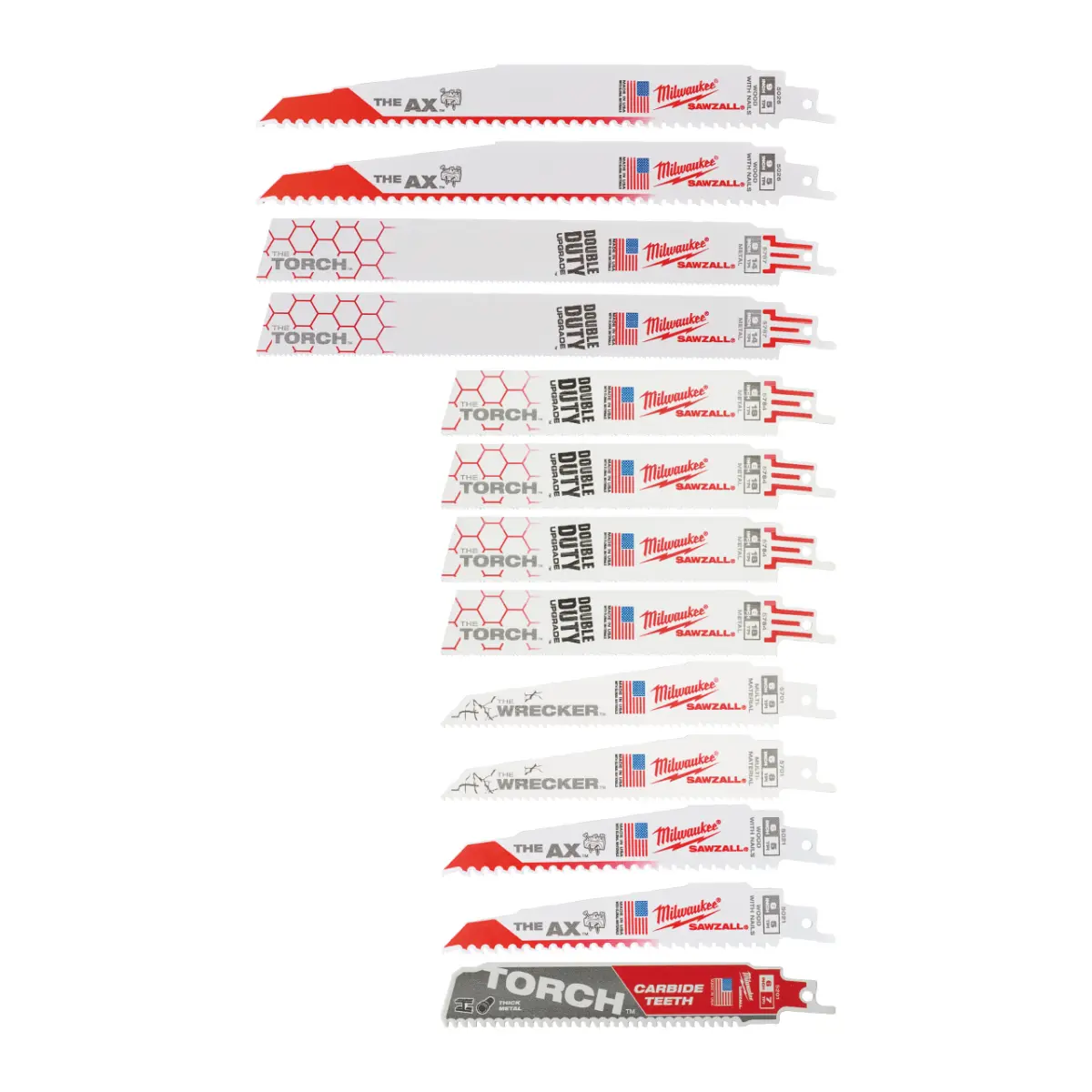Jeu de lames de scie sabre Milwaukee 13 pièces