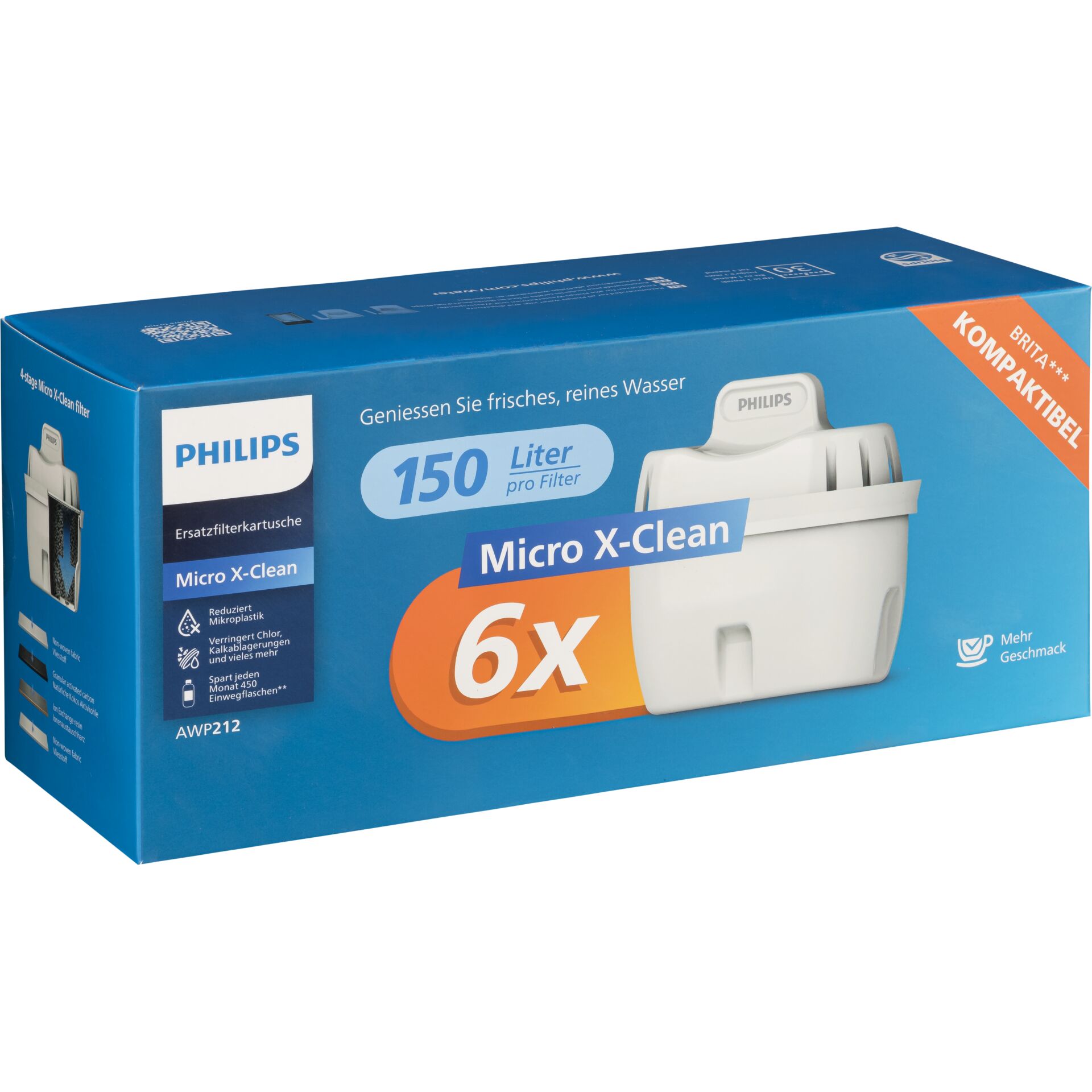 Philips AWP212/31 Micro X-clean Cartouches filtrantes à eau 6 pièces 1 boîte = 6 unités