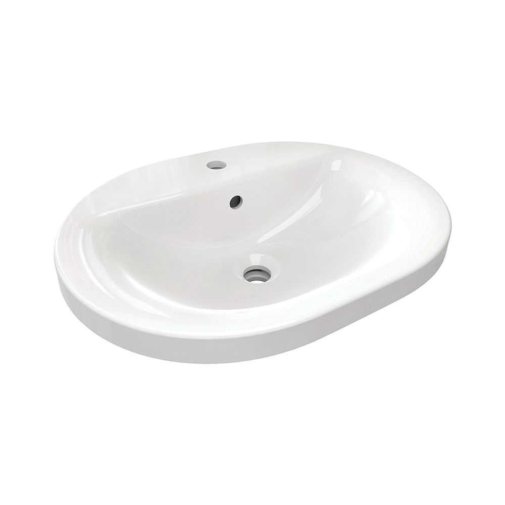 Ideal Standard Waschtable connecté encastré, ovale, 1 trou de robinetterie avec trop-plein 550x430x175mm, Blanc