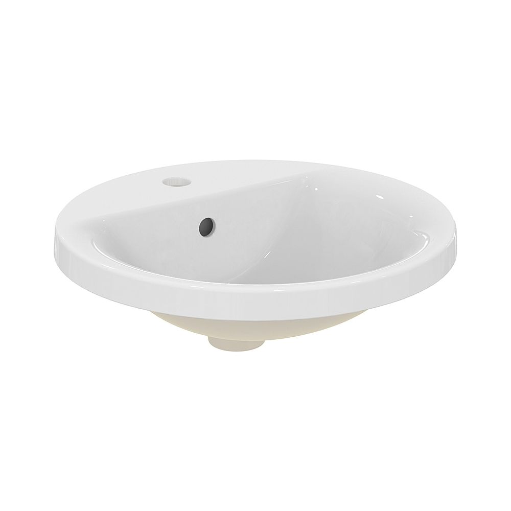 Ideal Standard Lavabo encastrable Connect, rond, 1 trou de robinet avec trop-plein 480x480x175mm, Blanc