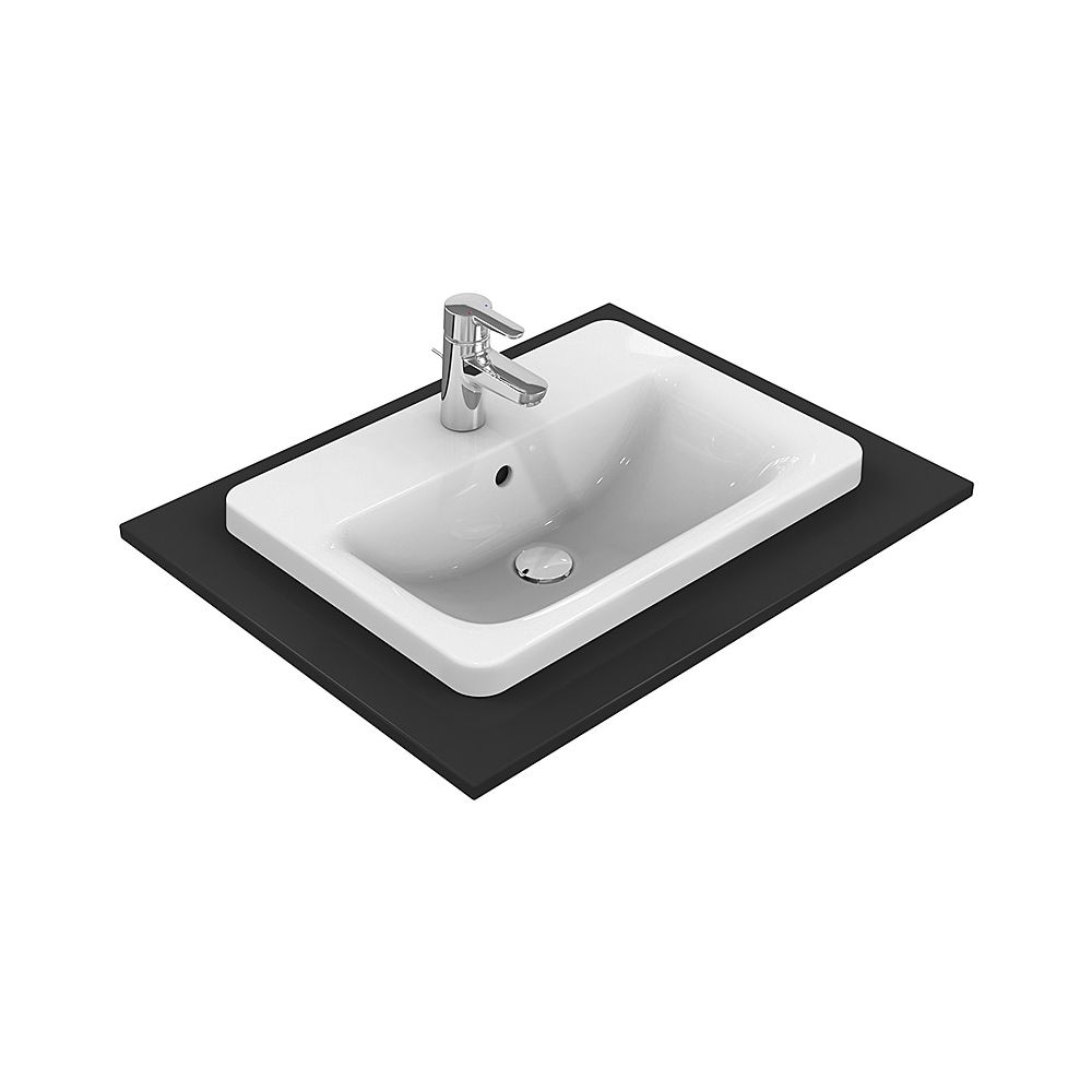 Ideal Standard Lavabo encastrable Connect, rectangulaire, 1 trou de robinet avec trop-plein 580x420x175mm, Blanc