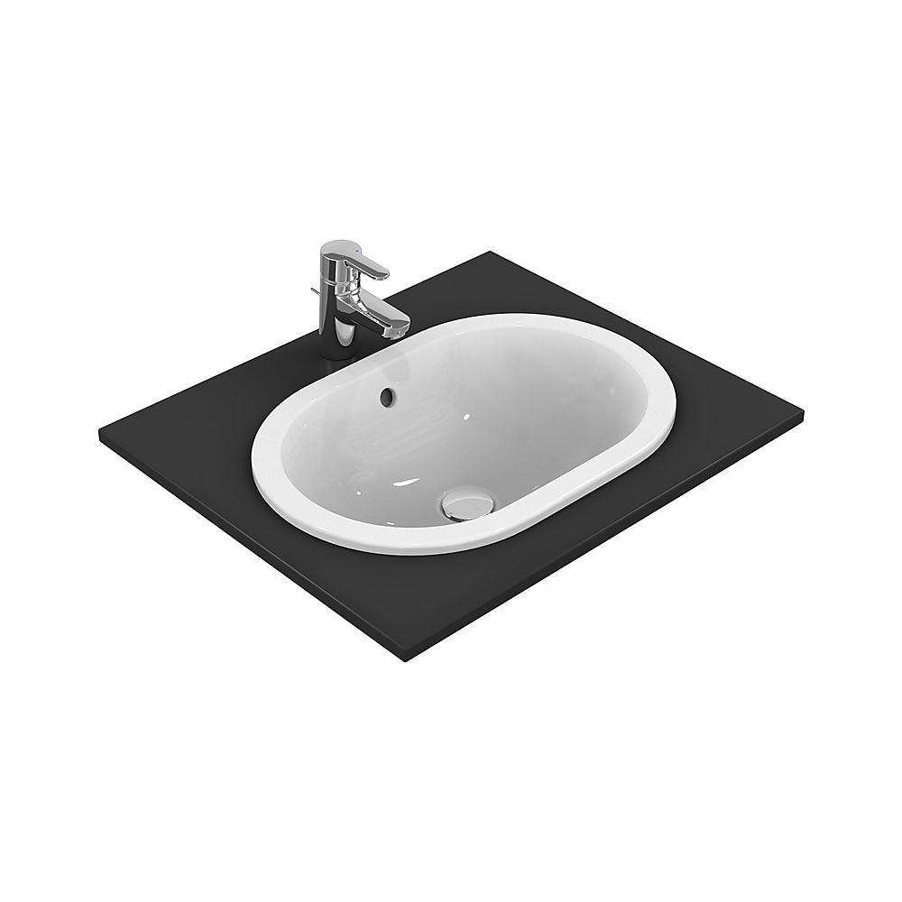 Lavabo encastrable Ideal Standard Connect, ovale, sans trou de robinetterie, avec trop-plein 550x380x175mm, blanc