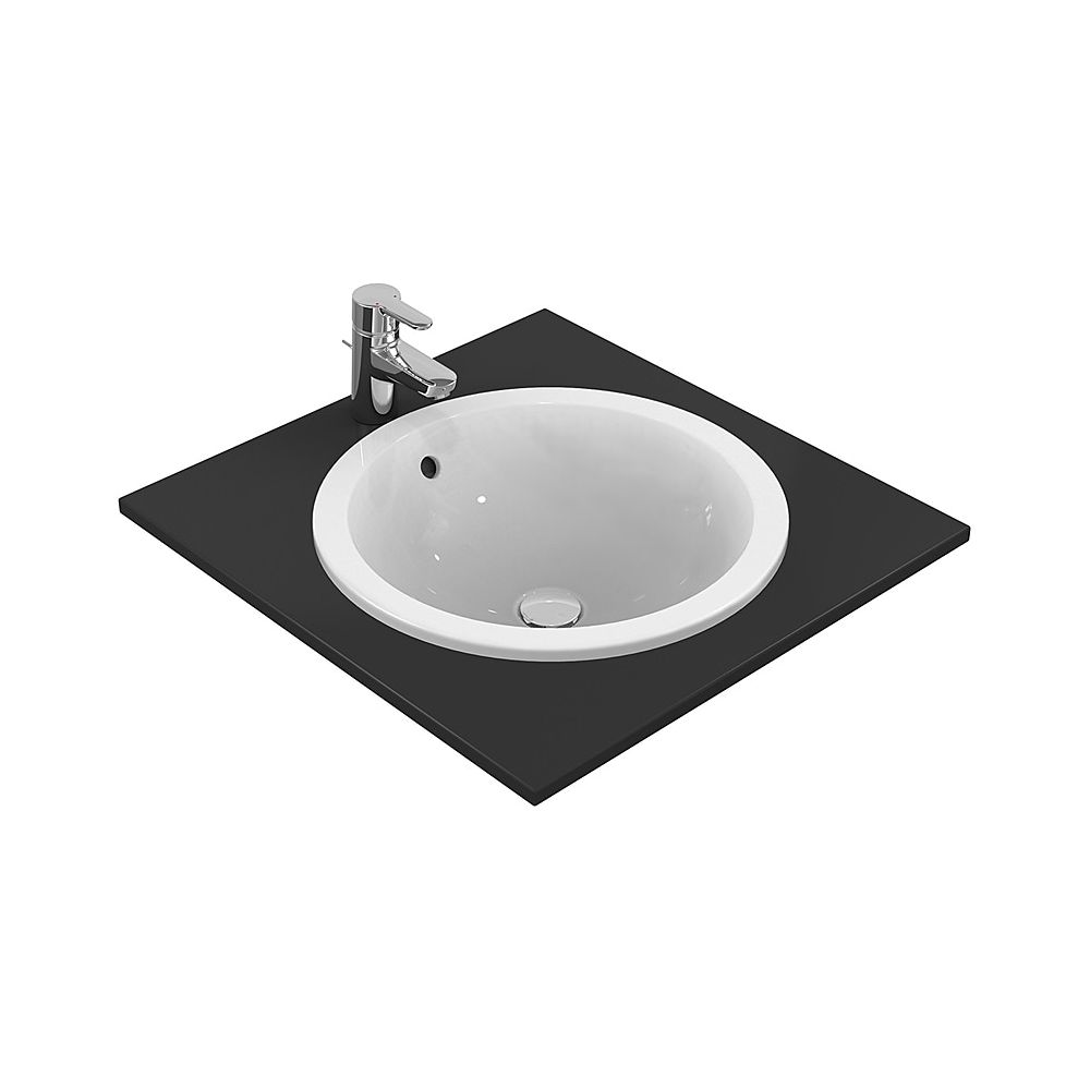 Ideal Standard Lavabo encastrable Connect, rond, sans trou de robinet avec trop-plein, 480x480x175mm, Blanc