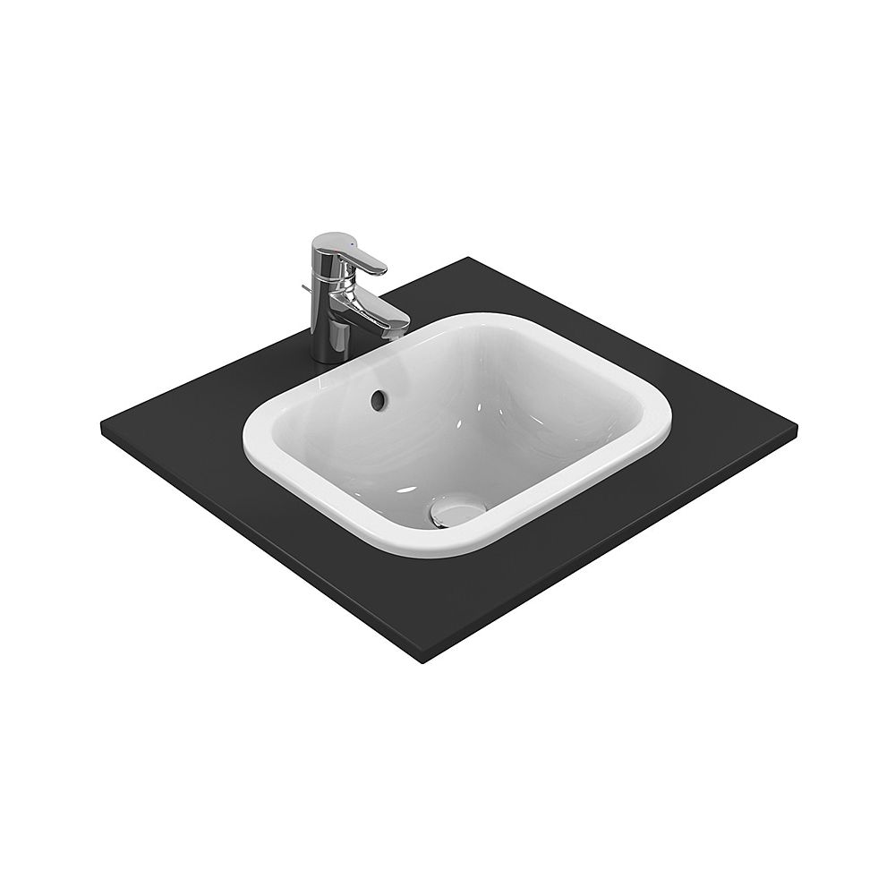 Ideal Standard Lavabo encastrable Connect, rectangulaire, sans trou de robinet avec trop-plein, 420x350x175mm, Blanc