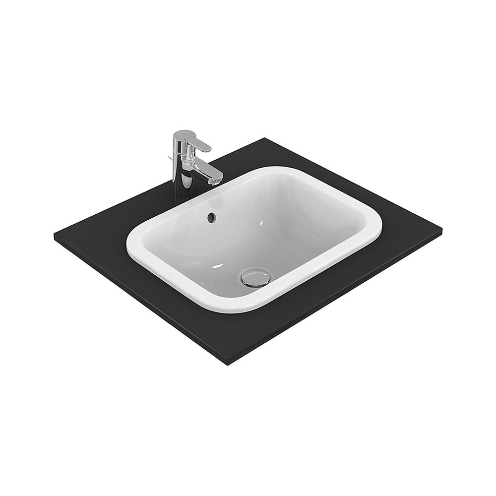 Lavabo à encastrer Connect Ideal Standard, rectangulaire, sans trou de robinetterie avec trop-plein 500x380x175mm, Blanc