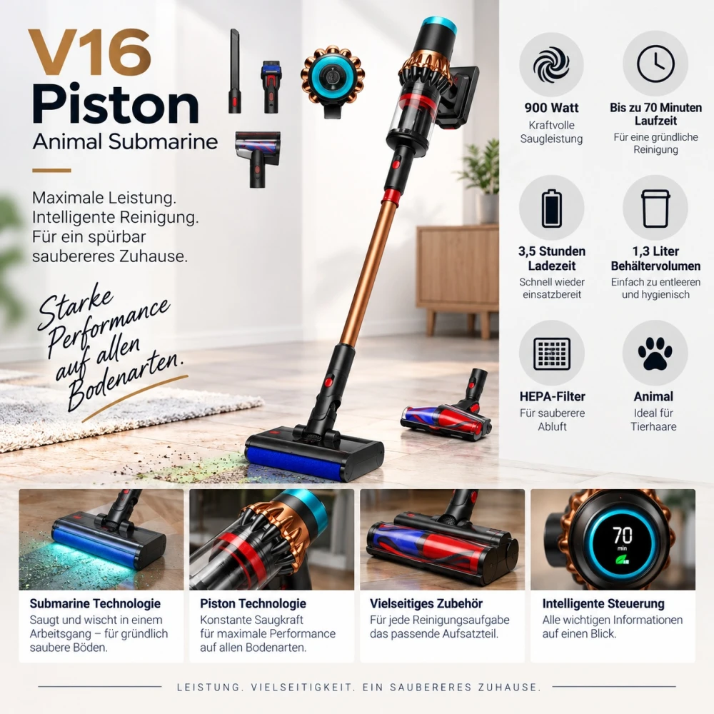 Aspirateur balai sans fil Dyson V16 Piston Animal Submarine™ Anti-Tangle (modèle humide/sec)