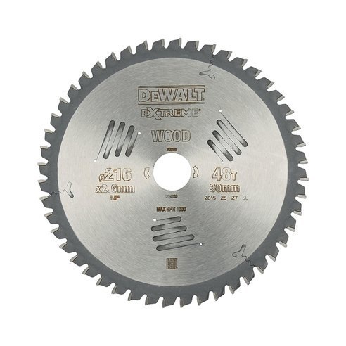 Lame de scie circulaire stationnaire DeWALT DT4320-QZ Extreme 216 x 30 mm 48 dents