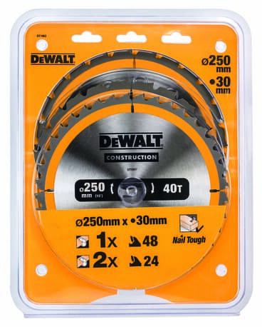 Jeu de lames circulaires DeWALT DT1963-QZ pour scies stationnaires, 3 pièces — lot de 3 pièces