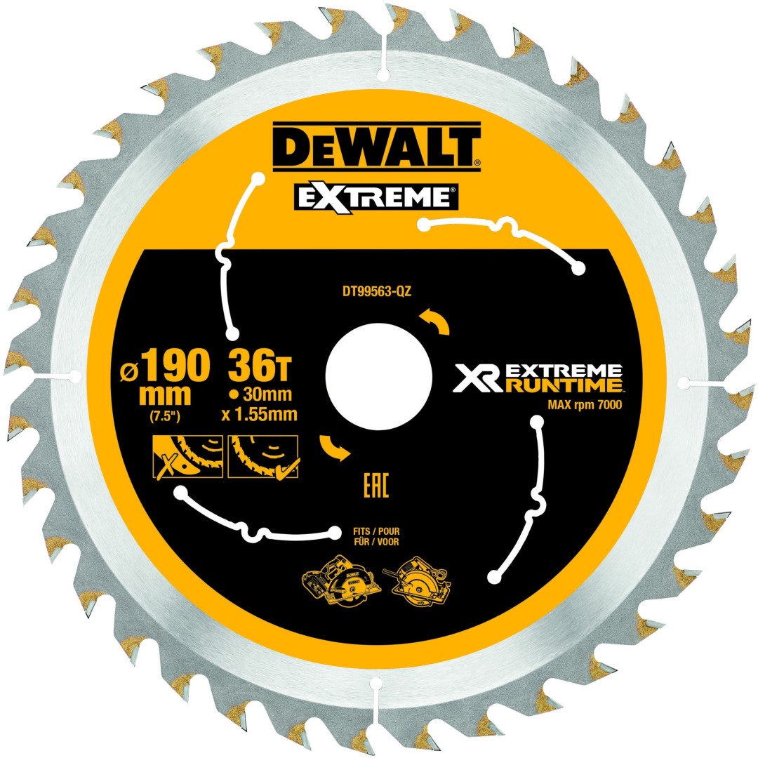Lame de scie circulaire DeWALT XR Extreme Runtime 190/30 mm 36 dents WZ/FZ, DT99563