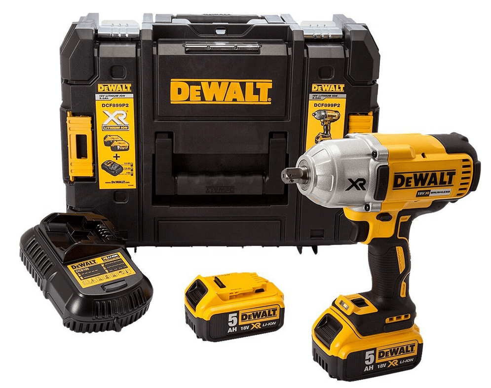 Perceuse-visseuse à percussion sans fil DEWALT 18V DCF899P2-QW avec 2 batteries 5,0 Ah et chargeur dans T-STAK