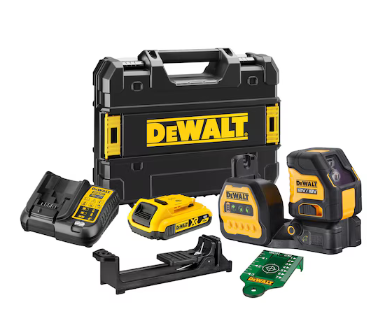 DEWALT Ligne laser croisée DCE088NG18, vert, 18V, 1x 2,0 Ah et chargeur dans TSTAK