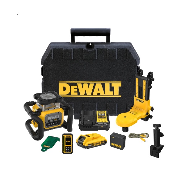 DeWalt Niveau laser rotatif 18 V, Vert, Fil à plomb (double), Automatique, Single Slope