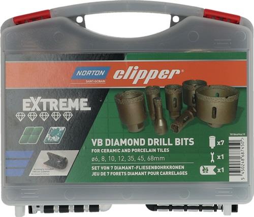 NORTON clipper® Coffret de forets pour carreaux pour meuleuse d'angle ø6 / 8 / 10 / 12 / 35 / 45 / 68mm