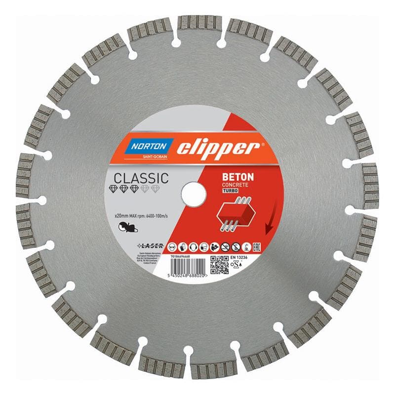 Norton Clipper Disque diamant CLASSIC BETON TURBO 300 x 20 mm