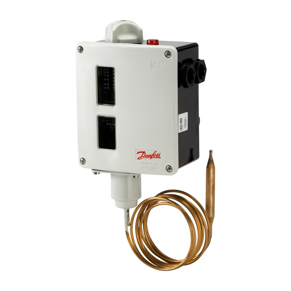 Thermostat Danfoss RT 120, plage de réglage 120-215 °C, capillaire de 2 m, référence 017-520566