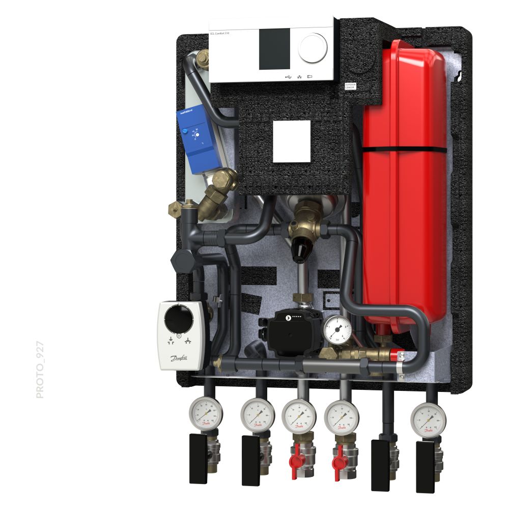 Station de chauffage Danfoss VXe Solo HWP HT Type 3, puissance de chauffage au sol 15 kW, ECL310/A237, PN 25, 1x STW