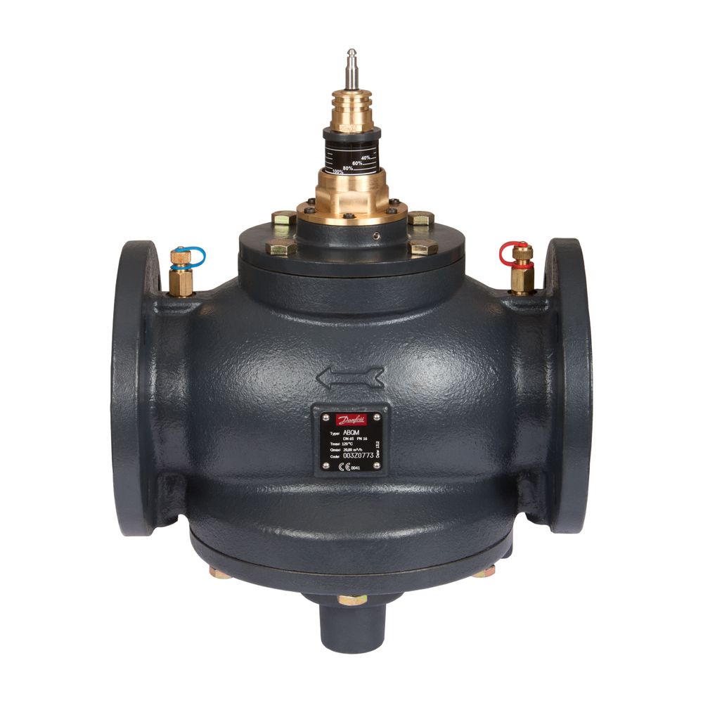 Vanne combinée Danfoss AB-QM 65 HF, pour régulation et équilibrage hydraulique, DN 65, bride, plage de débit 10 000–25 000 l/h