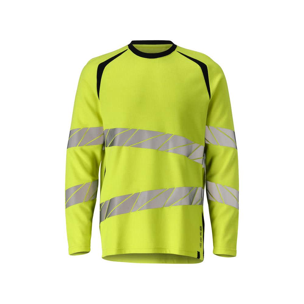 T-shirt à manches longues haute visibilité jaune / bleu-noir pour homme MASCOT