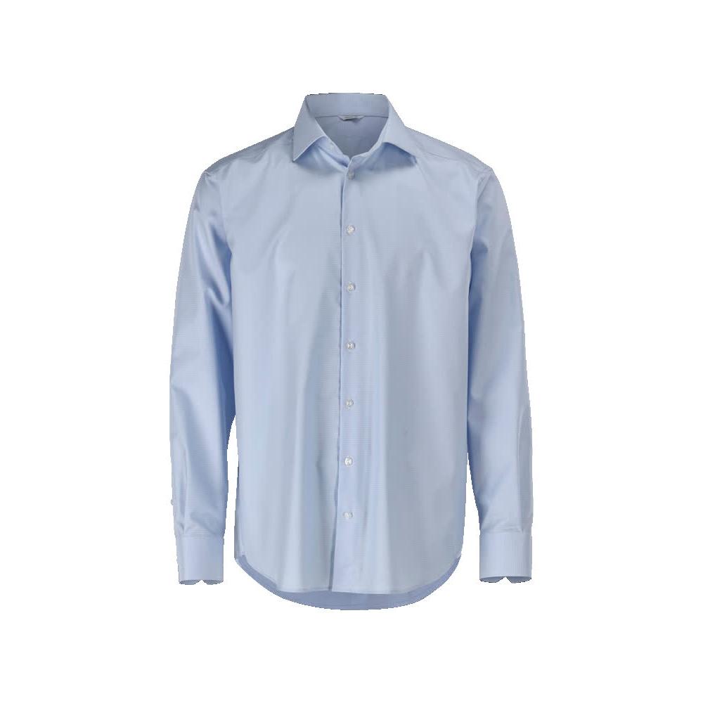 Chemise à manches longues MASCOT FRONTLINE bleu clair / blanc à carreaux pour hommes