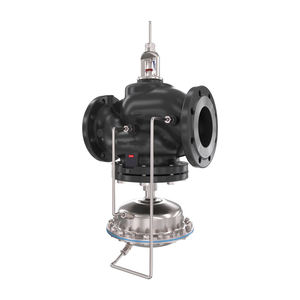Régulateur de débit Danfoss AFQM2 avec vanne de réglage motorisée, DN 150 Kvs 380m³/h, PN 16, 0,2 bar, avec bride, fonte grise GG-25