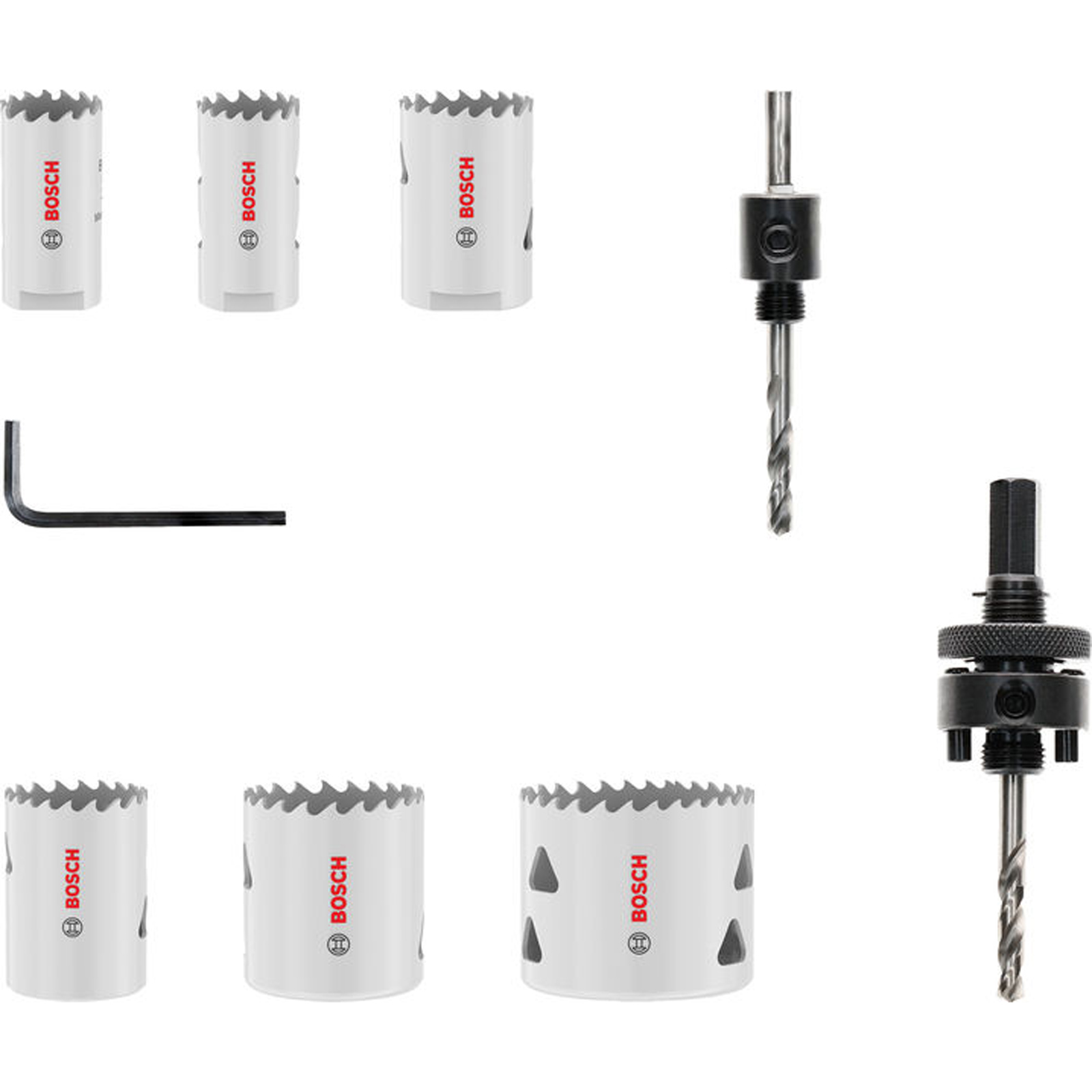 Set de scies cloche Bosch Multi Material avec filetage, diamètres 19; 22; 29; 38; 44; 57 x 40 mm