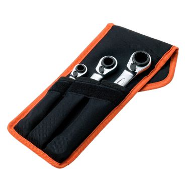 Jeu de clés à douille Bahco 4-en-1 à profil bas S4RM/3T, 3 pièces, avec étui de ceinture