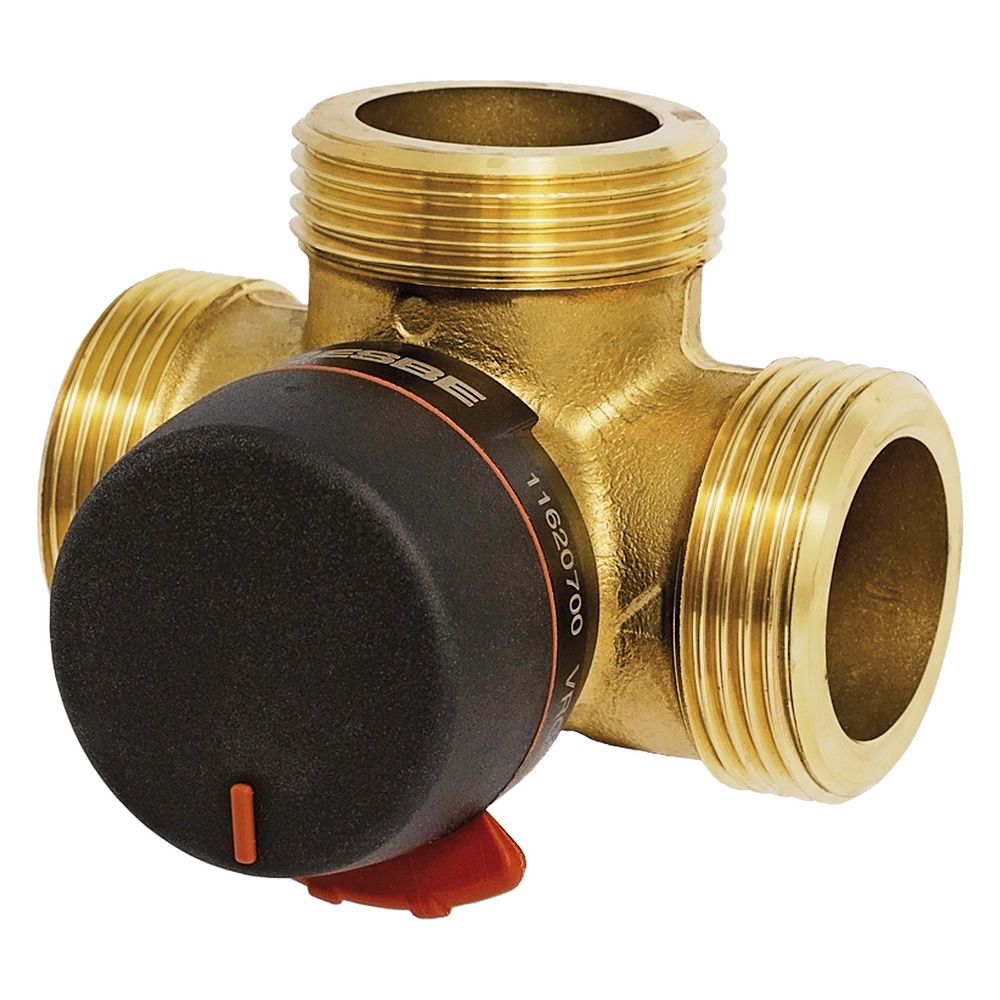 Mélangeur 3 voies ESBE VRG232 à filetage extérieur, étanche à plat, schéma de flux symétrique, DN 25, Kvs 10, G 1 1/4", laiton