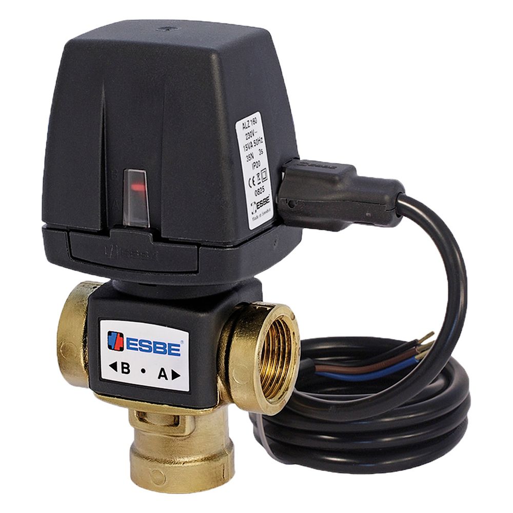 Vanne de zone 3 voies Esbe VZD161 câble fixe 2 points, DN 20, Kvs 6,0, Rp 3/4", 230V, IP40