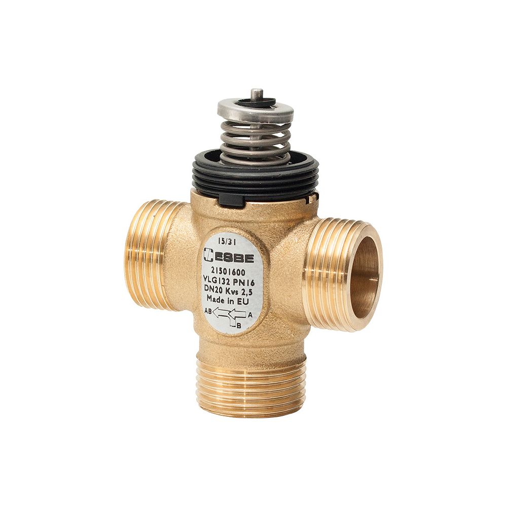 Vanne 3 voies courte course Esbe VLG132, DN 20, Kvs 4,0, PN 16, G 3/4", laiton, 21501700