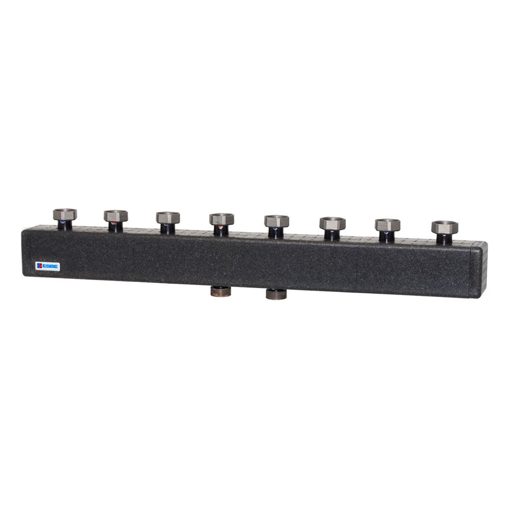 Esbe Collecteur distributeur GMA441 4 voies, 125mm, G 1 1/2" AG, acier, noir, 66001400