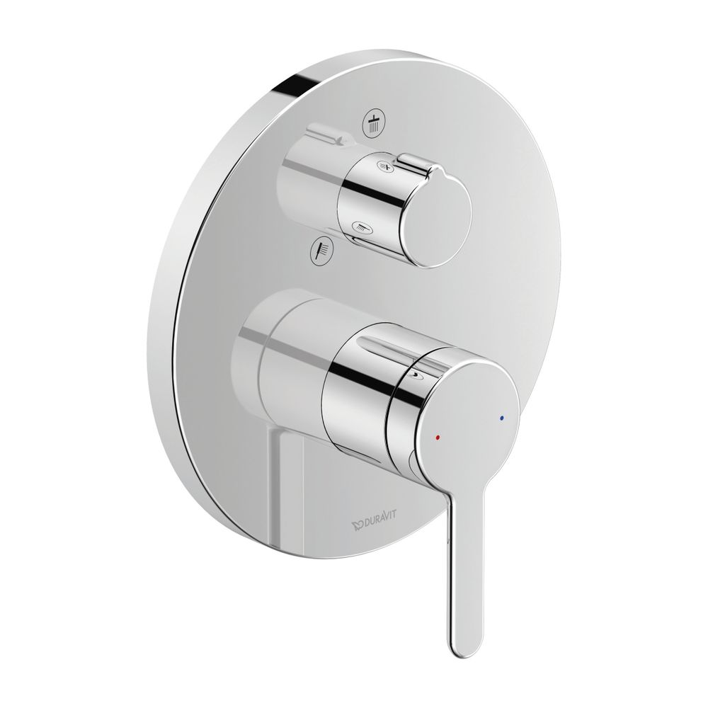 Mitigeur encastré Duravit C.1 à levier unique, Nombre de sorties 2, Chromé, Douchette/robinet de douche, 22,5 l/min, Rosace ronde, Ø 170 mm
