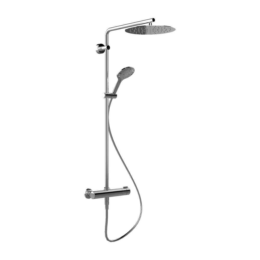 Système de douche thermostatique Laufen Twinplus, avec pommeau de tête 300 mm, pommeau manuel et flexible 1500 mm, chromé
