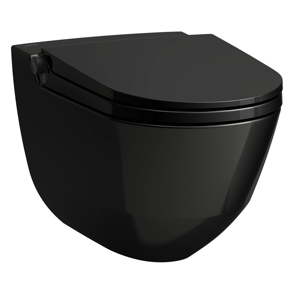 Laufen WC suspendu à chasse profonde Cleanet Riva 600x355x415mm, sans rebord, avec contrôleur, Noir brillant/Titane mat