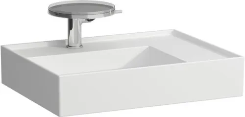 Laufen Lavabo Kartell 460x600x150 mm, rangement à droite, avec 1 trou de robinet, sans trop-plein, évacuation dissimulée, blanc mat