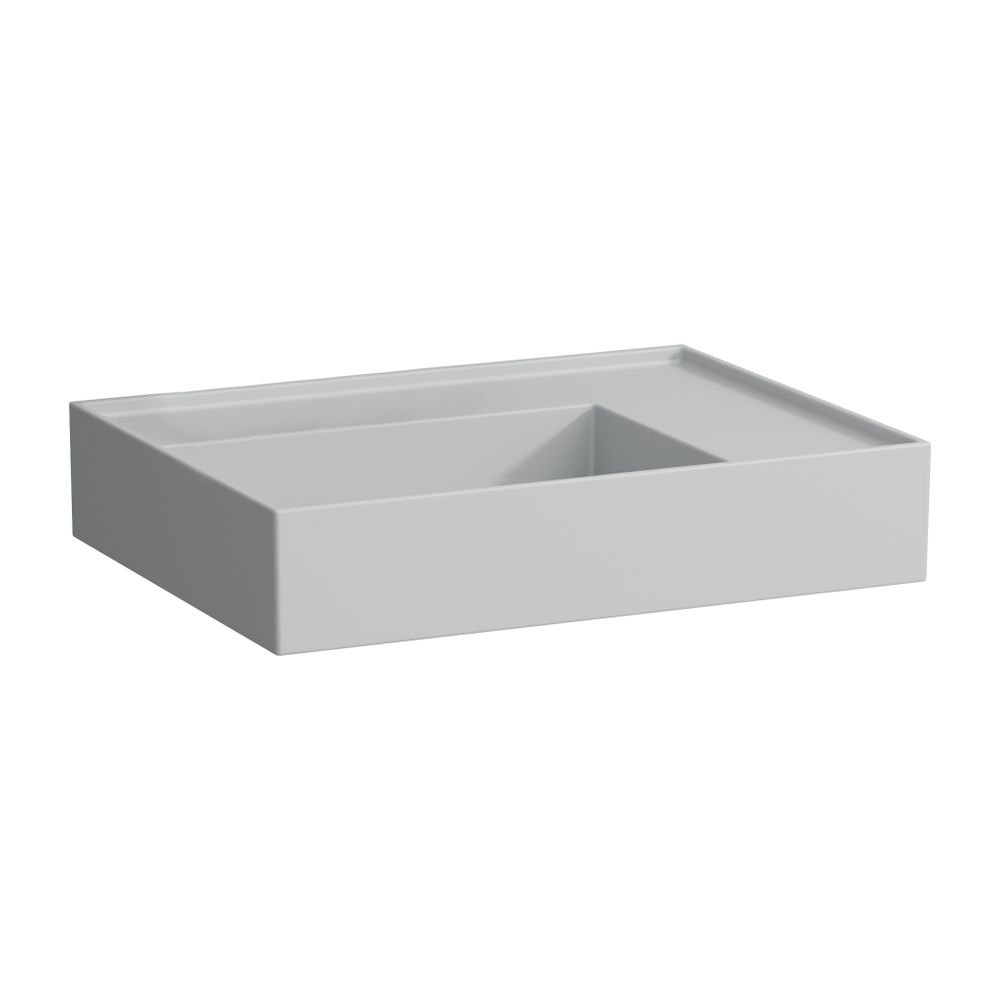 Laufen Lavabo Kartell 460x600x150 mm, rangement à droite, sans trou de robinet ni trop-plein, évacuation encastrée, gris mat