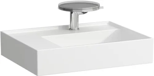 Laufen Lavabo Kartell 460x600x150mm, rangement à gauche, avec 1 trou de robinet, sans trop-plein, évacuation cachée, Blanc