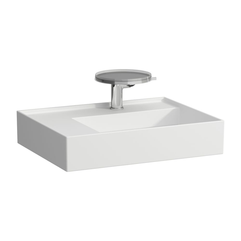 Laufen Lavabo Kartell 460x600x150 mm, rangement à gauche, avec 1 trou de robinet, sans trop-plein, évacuation encastrée, Blanc mat