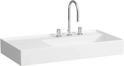 Laufen Lavabo Kartell 460x900x150mm, rangement à gauche, avec 1 trou de robinetterie, sans trop-plein, évacuation encastrée, LCC Blanc