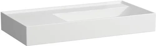 Laufen Lavabo Kartell 460x900x150 mm, rangement à gauche, sans trou de robinet ni trop-plein, évacuation encastrée, Blanc mat