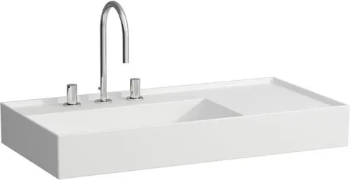 Laufen Lavabo Kartell 460x900x150mm, rangement à droite, avec 1 trou de robinetterie, sans trop-plein, évacuation encastrée, blanc mat