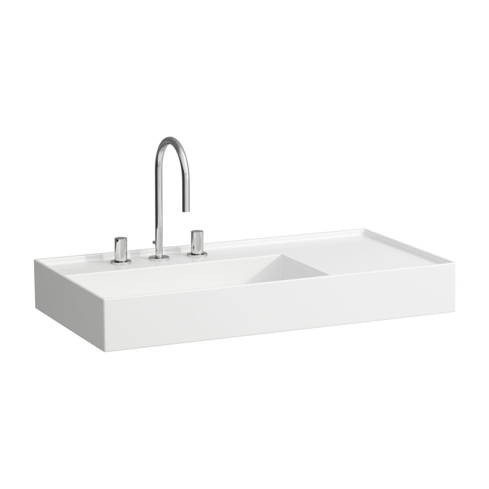 Laufen Waschtisch Kartell 460x900x150 mm, rangement à droite, avec 3 trous de robinet, sans trop-plein, évacuation encastrée, Blanc
