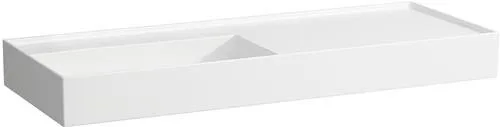 Laufen Lavabo Kartell 460x1200x150mm, rangement à droite, sans trou de robinetterie ni trop-plein, évacuation encastrée, Blanc