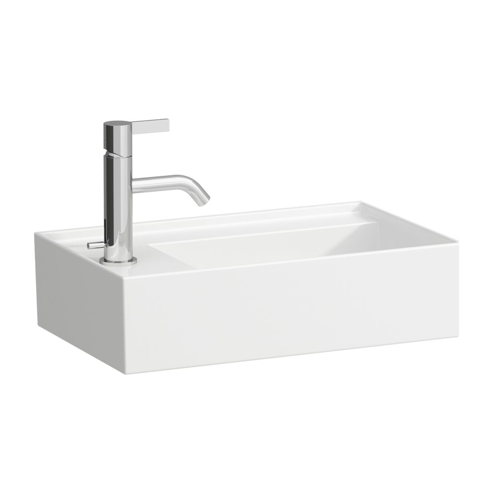Laufen Lavabo Kartell 280x460x150mm, avec 1 trou de robinetterie, sans trop-plein, banquette de robinetterie à gauche, LCC blanc