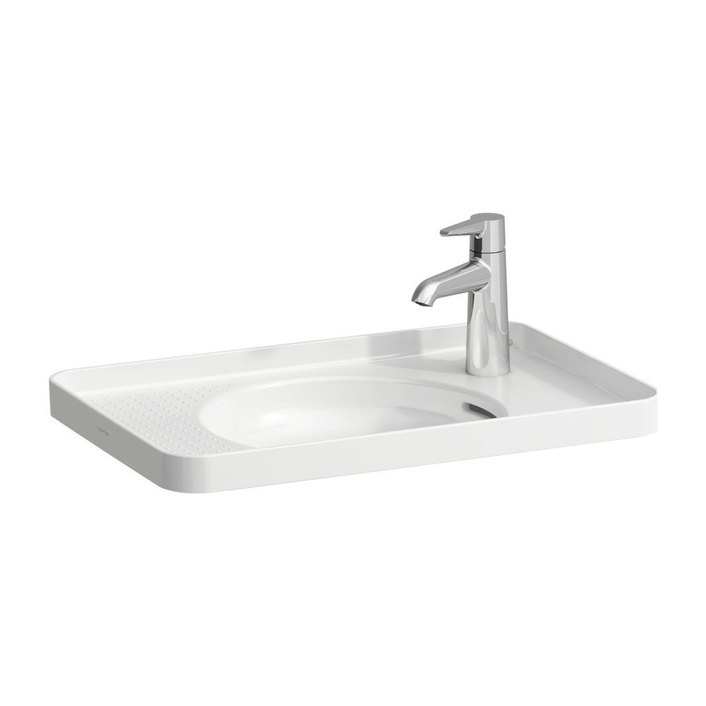 Lavabo encastrable Laufen Val 360x550x145mm, montage par-dessus, 1 trou de robinetterie à droite, trop-plein visible, zones semi-sèches des deux côtés, LCC blanc