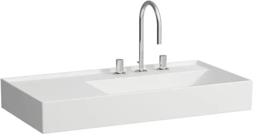 Laufen Lavabo Kartell 460x900x150mm, rangement à gauche, avec 2 trous de robinetterie, sans trop-plein, évacuation encastrée, Blanc mat