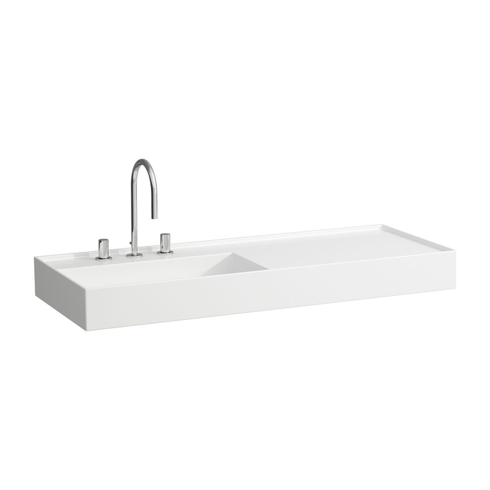 Laufen Waschtisch Kartell 460x1200x150mm, rangement à droite, avec 2 trous de robinetterie, sans trop-plein, évacuation encastrée, LCC Blanc